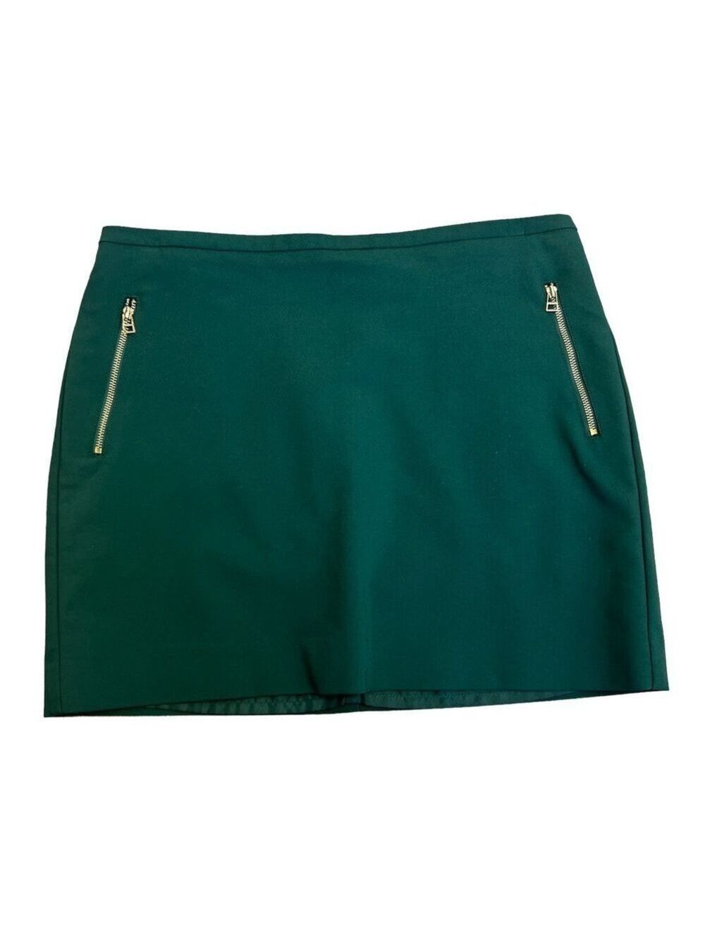 MNG forest green mini skirt zipper detail Sz 6 NWOT